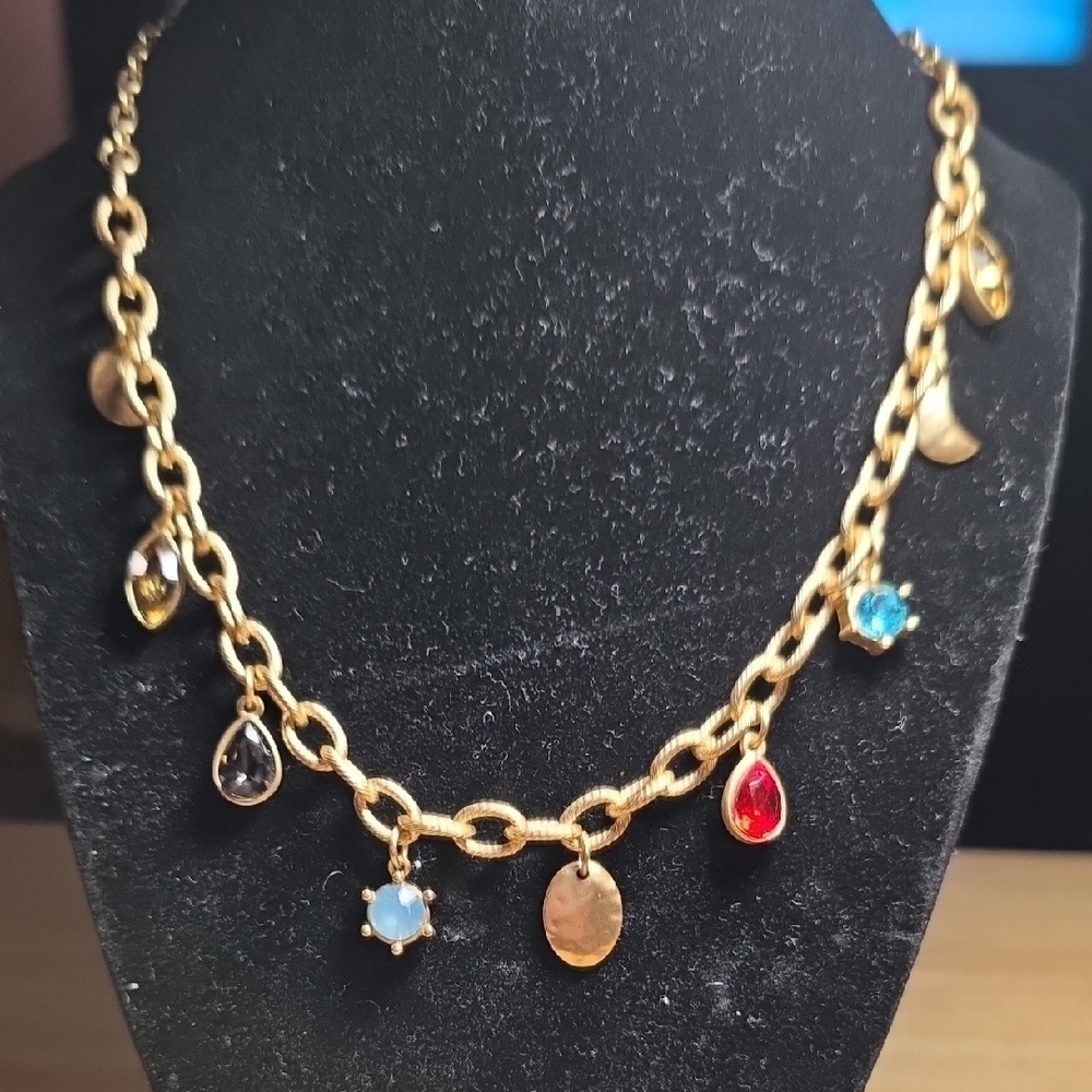 LOFT Elegant Gold Multi-Color Pendant Necklace